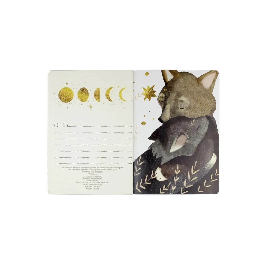 Wolf Cub Notebook – BV Bruno Visconti – Dreamy Gold Leaf Design A5 Size